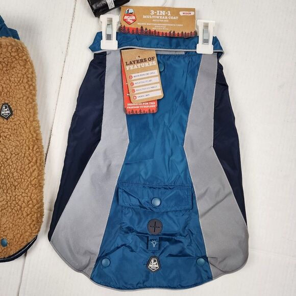 Arcadia Trail 3 in 1 Dog Jacket Rain Coat Pet Multiwear Removable Sherpa Fleece - Picture 13 of 16